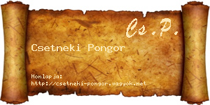 Csetneki Pongor névjegykártya